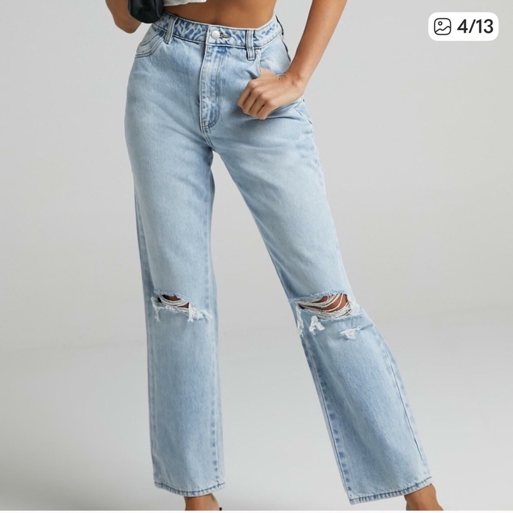 ROLLA'S Light Blue Ripped Straight Leg Jeans